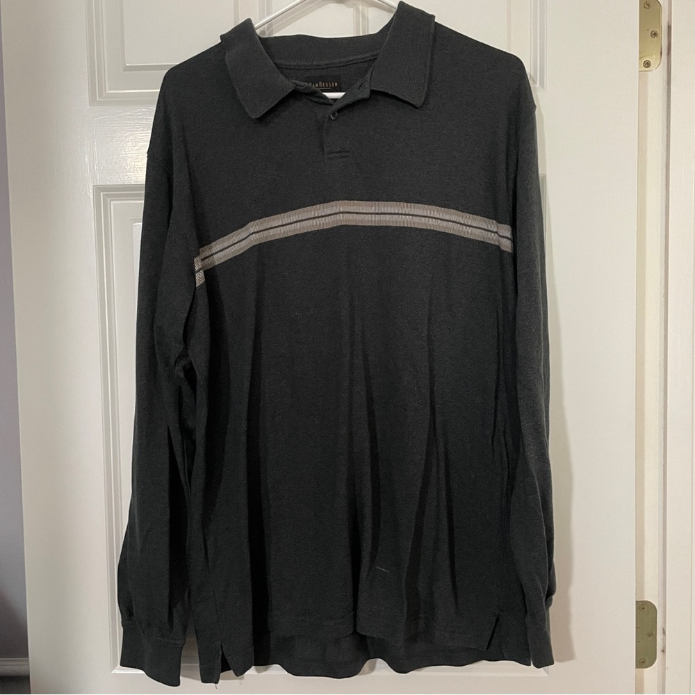 Van Heusen Black Long Sleeve Polo Shirt